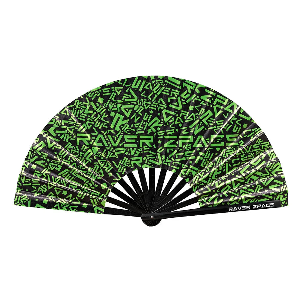 Botanical Rave Fan Fernosq Green Bamboo Rave Fan for Eco Friendly Festival Fun – RAVER ZPACE™
