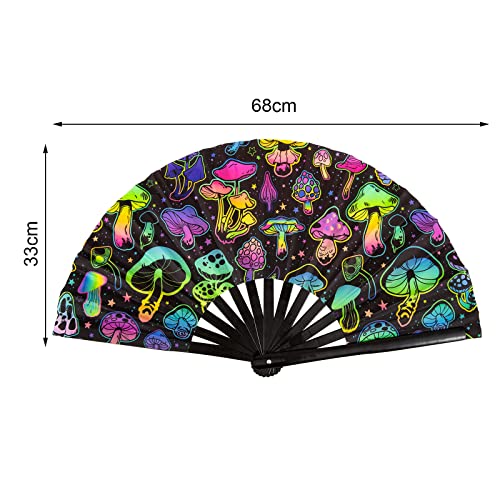 UV Glow Mushroom Hand Fan