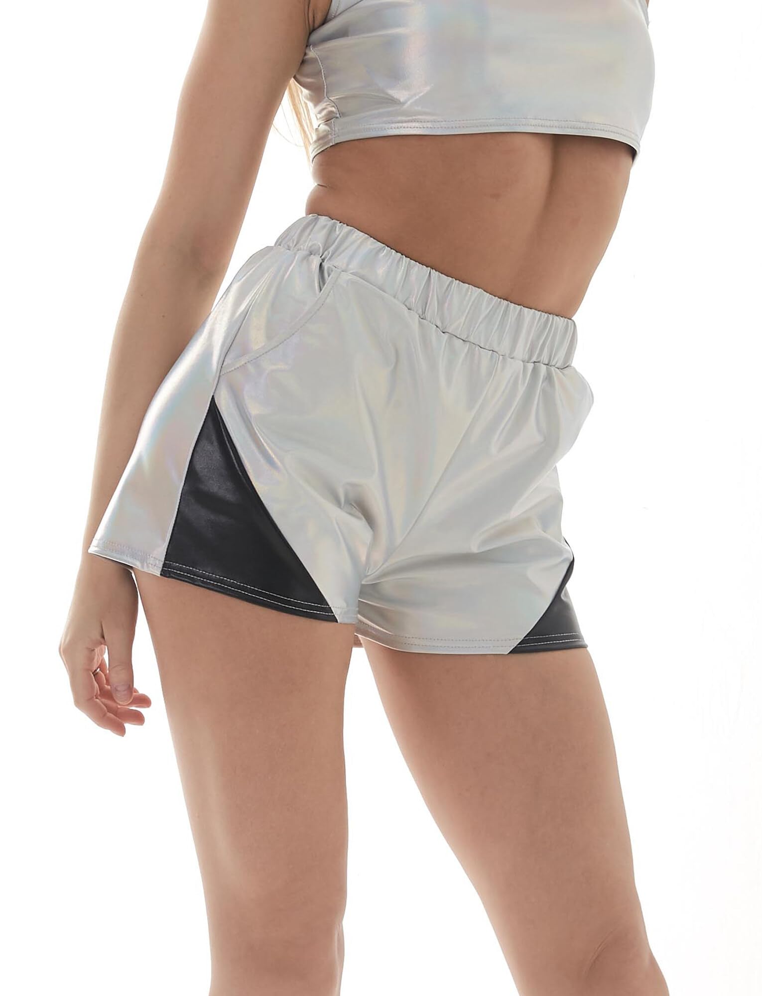 Holographic High Waist Shorts