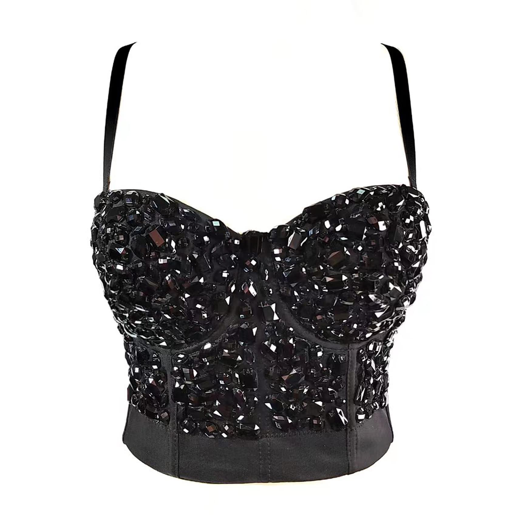 Rhinestone Rave Bustier Crop Top