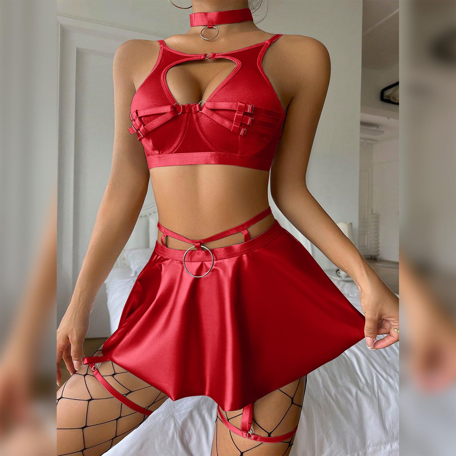 Strappy Top W/ Mini Skirts Rave Set