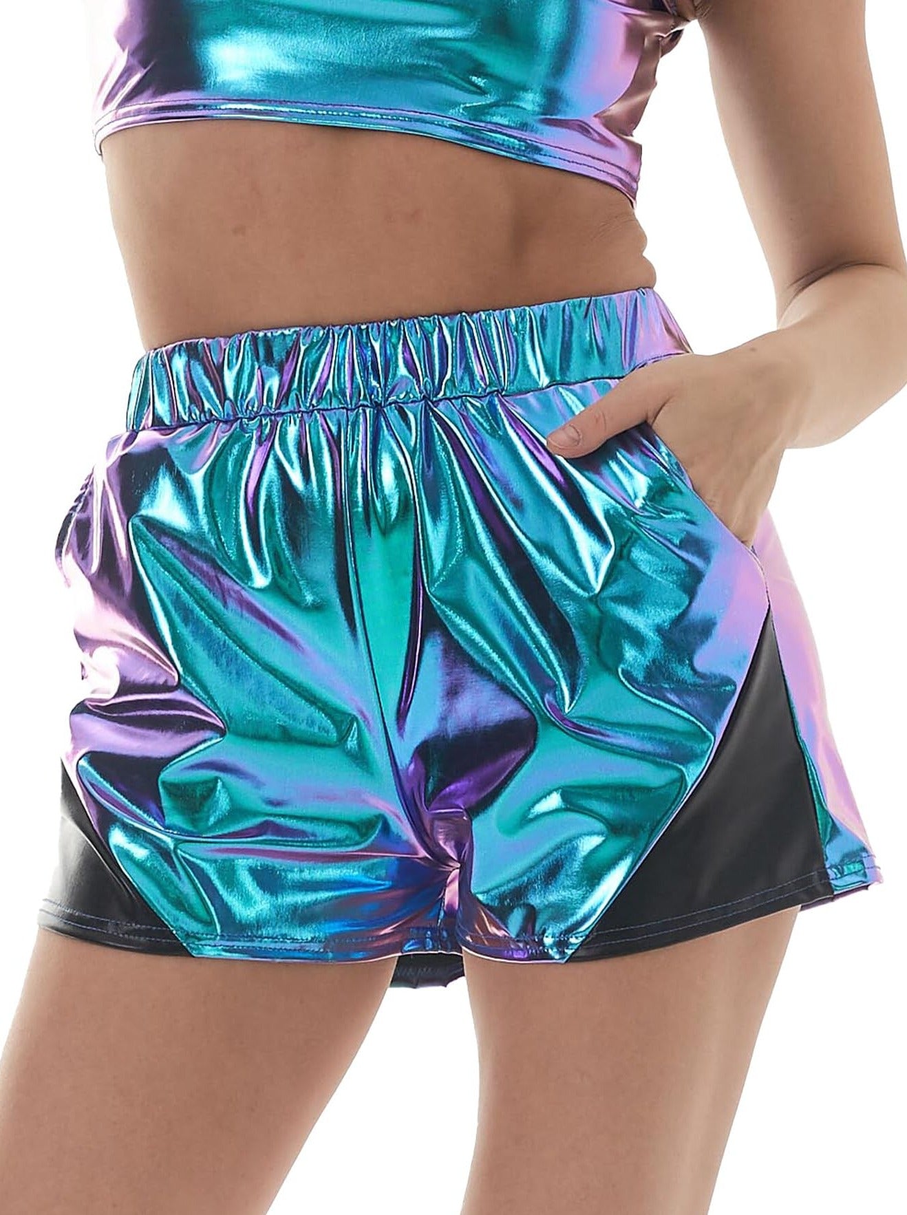 Holographic High Waist Shorts