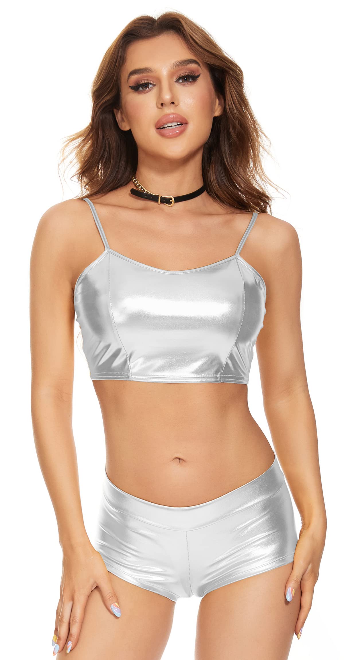 Metallic Striped Crop Top