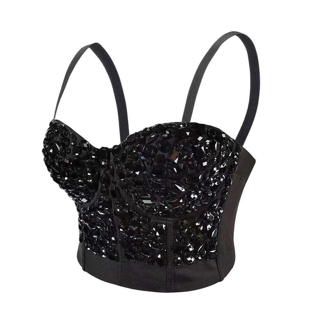 Rhinestone Rave Bustier Crop Top