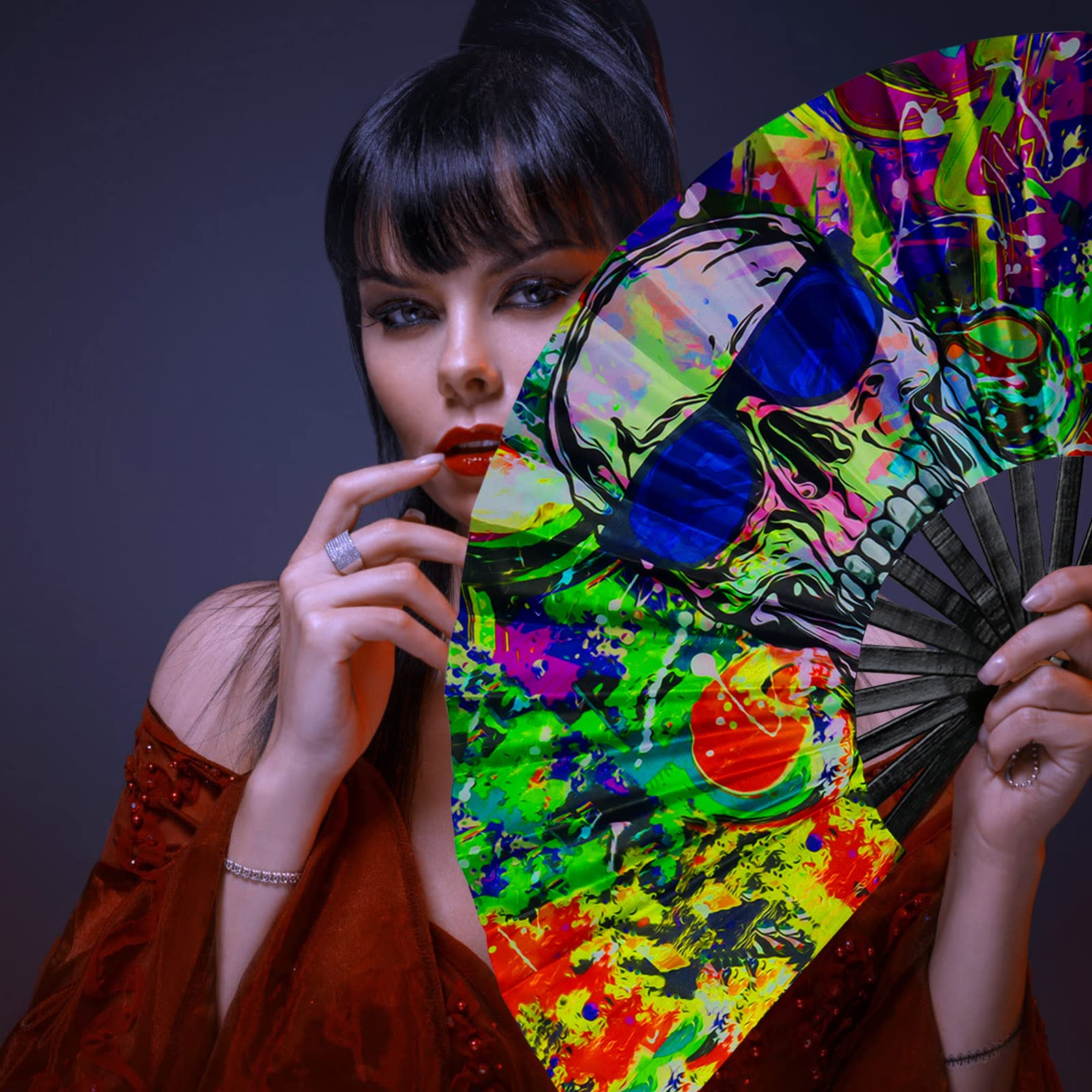 Psychedelic Rave Hand Fan