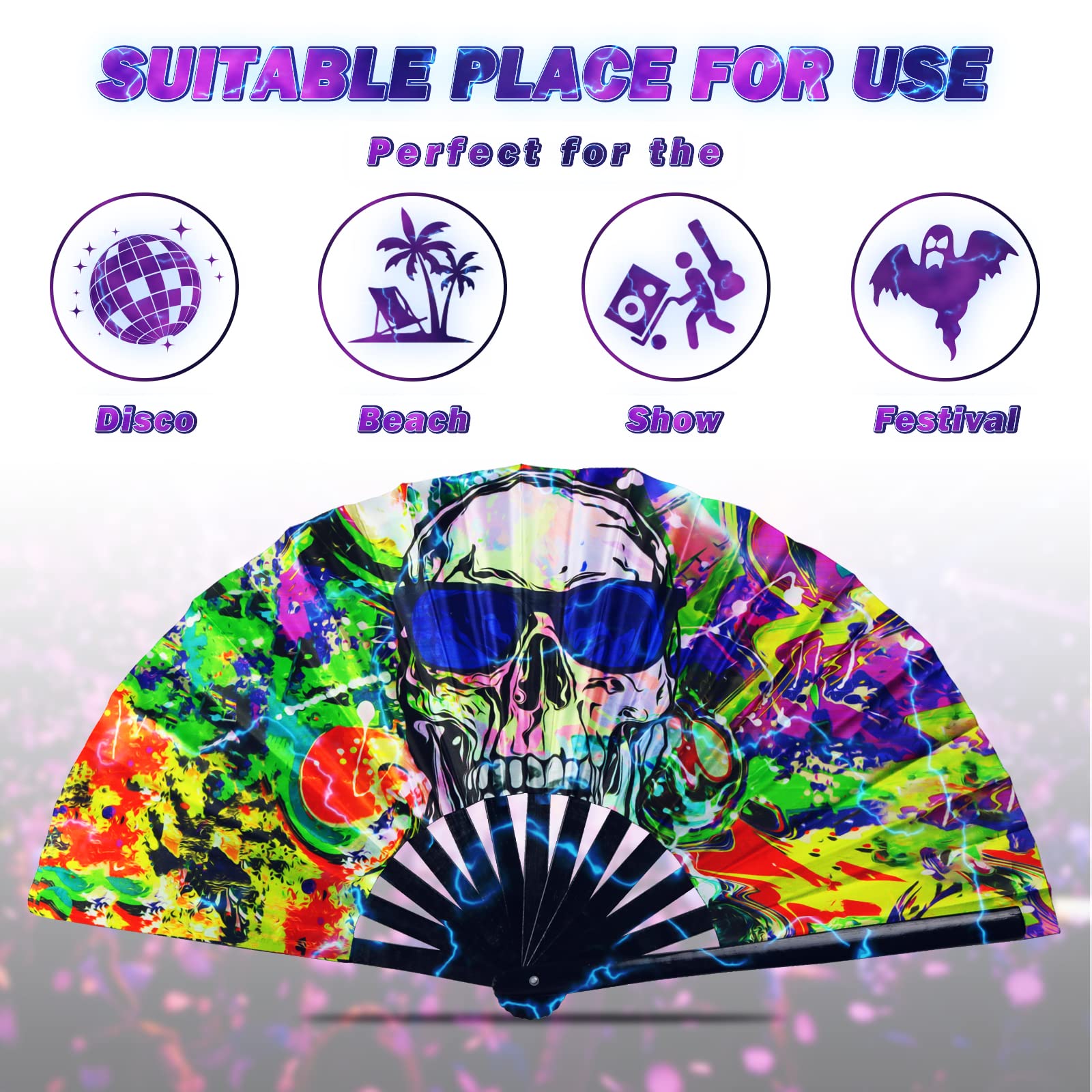 Psychedelic Rave Hand Fan