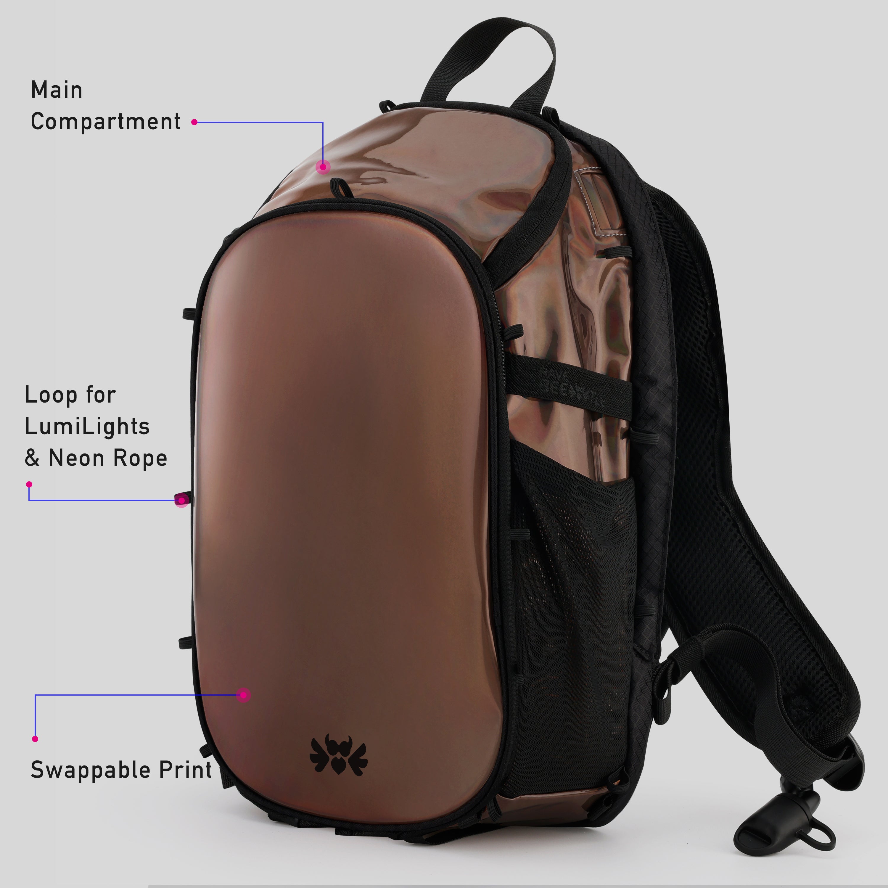 Elytra Hydration Pack 2.0 with Aura Reflector – Holographic Mocha