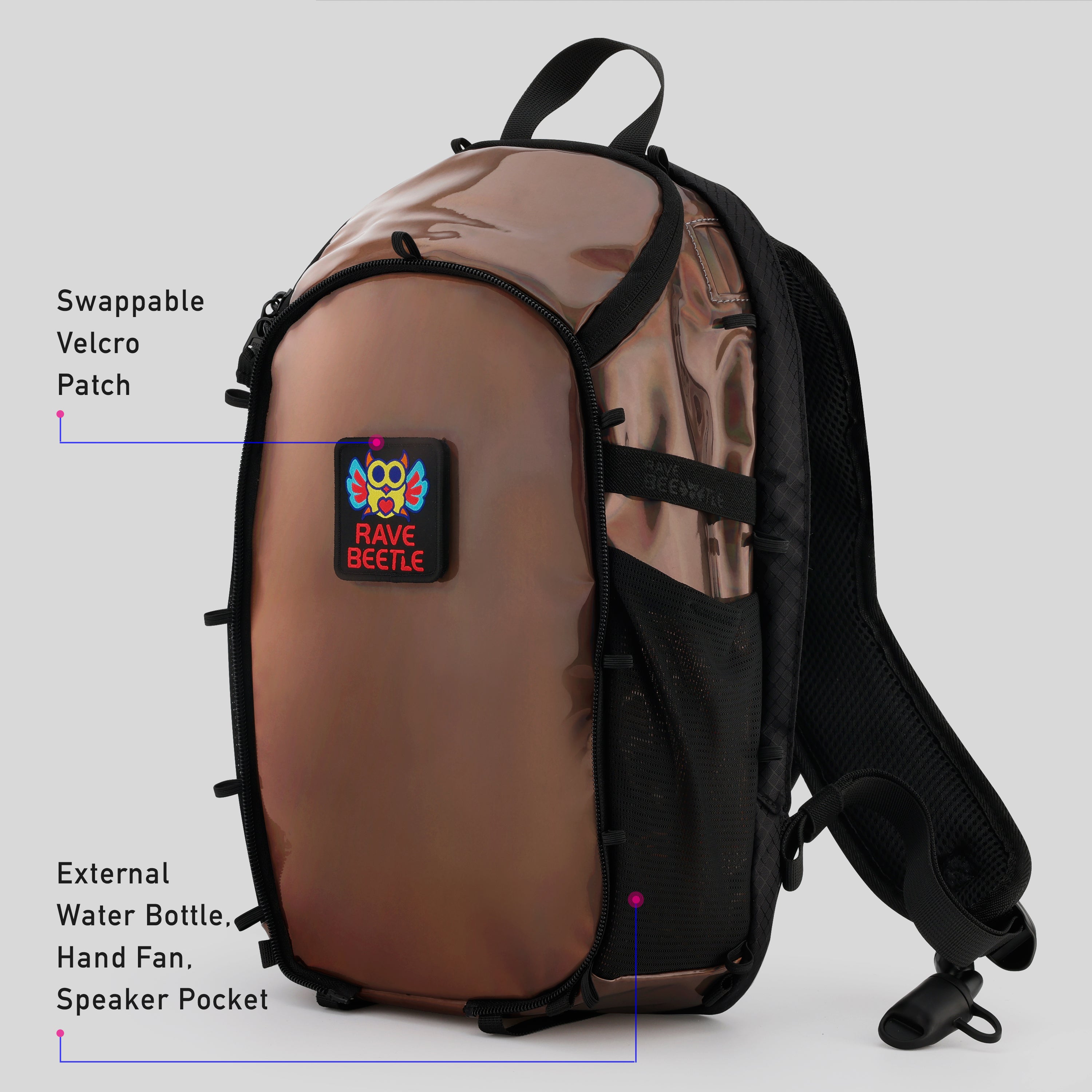 Elytra Hydration Pack 2.0 with Aura Reflector – Holographic Mocha