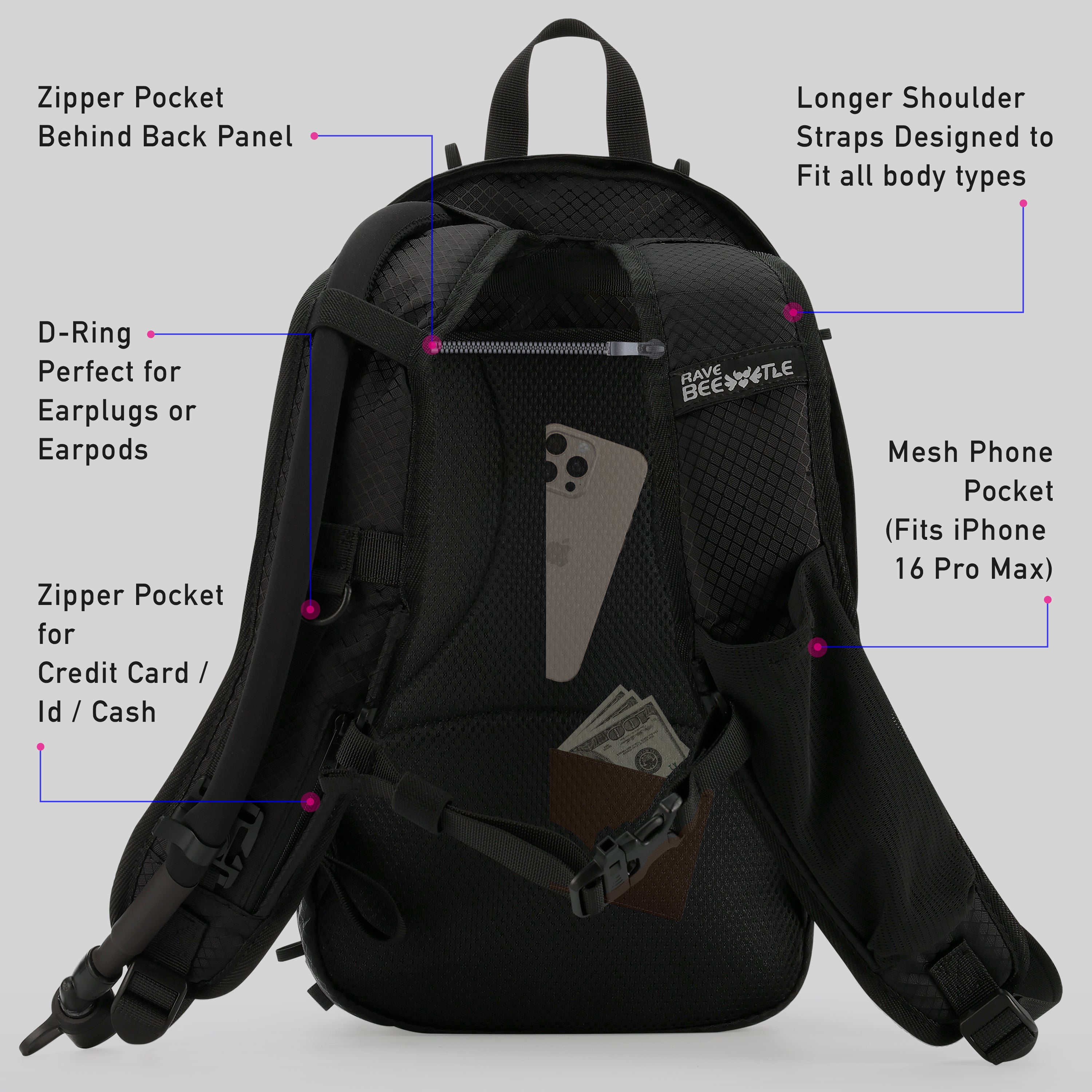 Elytra Hydration Pack 2.0 with Aura Reflector – Black