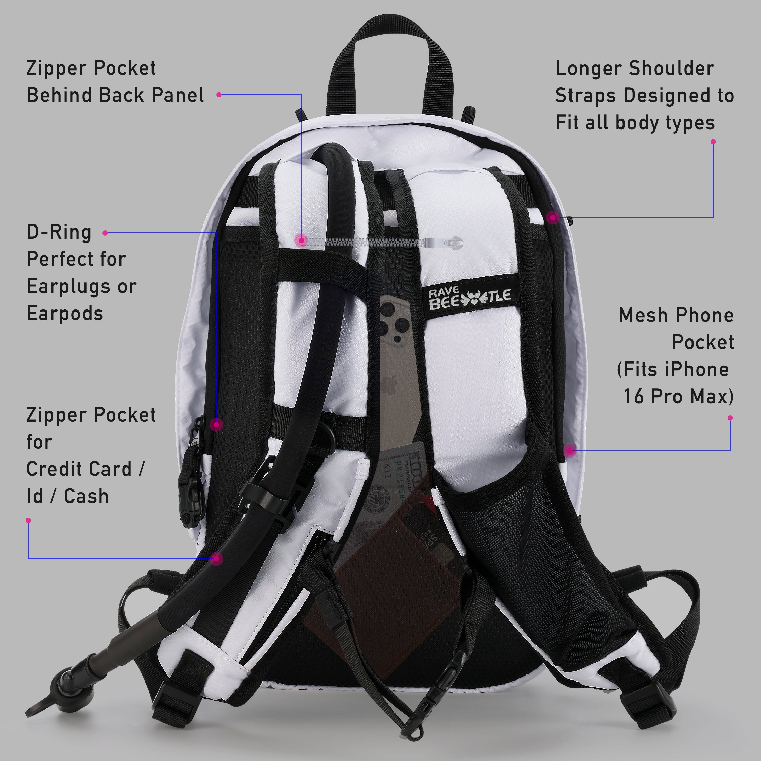 Elytra Hydration Pack 2.0 with Aura Reflector – White